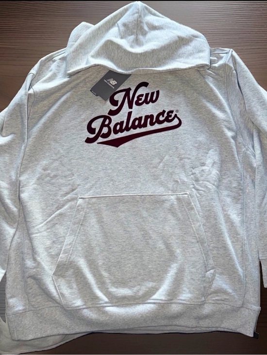 New Balance Other - New Balance Athletics Legacy Hoodie Athletic Heather Grey Burgundy script XL NWT